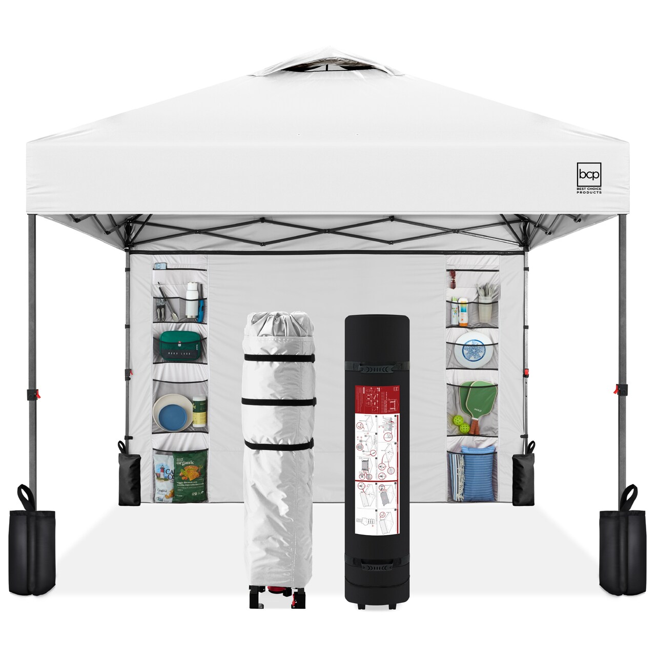 Best Choice Products 10x10ft Easy Setup Pop Up Canopy, Portable Tent w/ Side Wall, 1-Button Push, Case